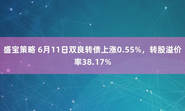 盛宝策略 6月11日双良转债上涨0.55%，转股溢价率38.17%